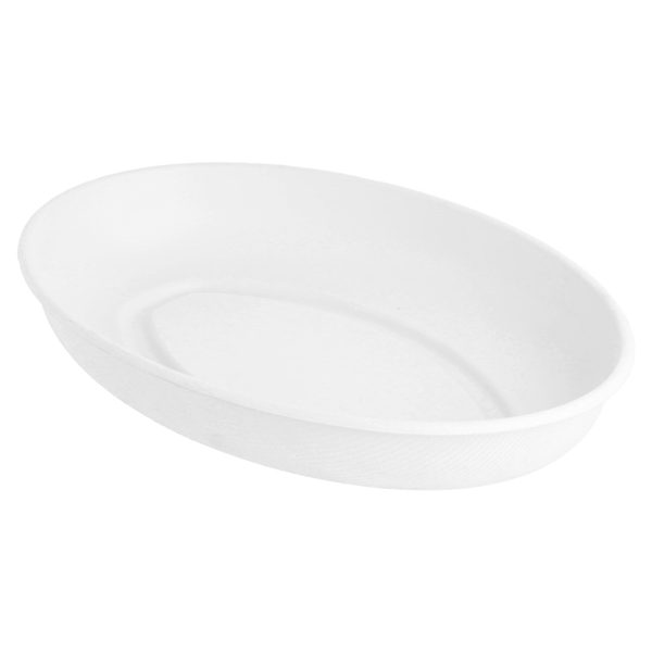 ASSIETTES OVALES "BIONIC"  23,6x16,9x4 CM BLANC BAGASSE (300 UNITÉ) - Garcia de Pou