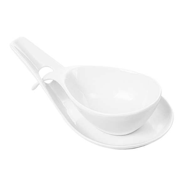 BOLS SOUPE AVEC SAUCIÈRE  18x8,6x4,3 CM BLANC PORCELAINE (6 UNITÉ) - Garcia de Pou