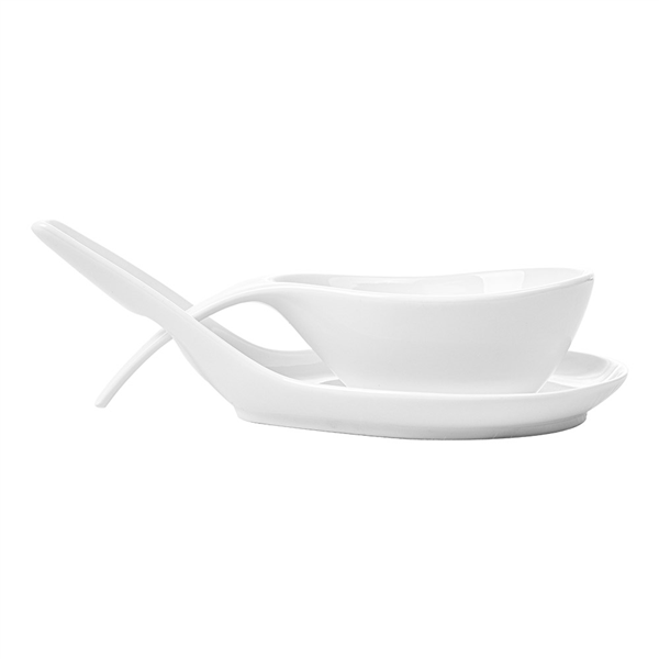 BOLS SOUPE AVEC SAUCIÈRE  18x8,6x4,3 CM BLANC PORCELAINE (6 UNITÉ) - Garcia de Pou