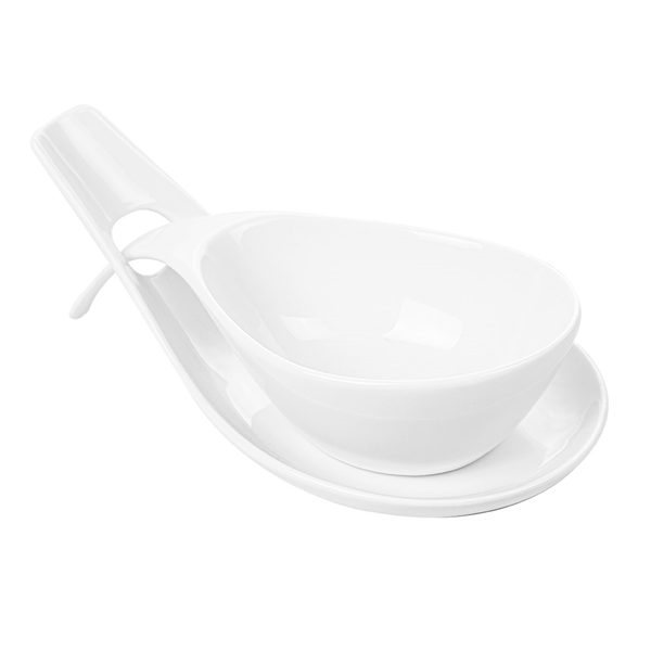 BOLS SOUPE AVEC SAUCIÈRE  23x10,5x5,2 CM BLANC PORCELAINE (6 UNITÉ) - Garcia de Pou