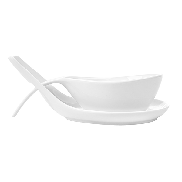 BOLS SOUPE AVEC SAUCIÈRE  23x10,5x5,2 CM BLANC PORCELAINE (6 UNITÉ) - Garcia de Pou