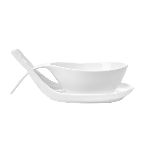 BOLS SOUPE AVEC SAUCIÈRE  25,5x13x6,5 CM BLANC PORCELAINE (4 UNITÉ) - Garcia de Pou