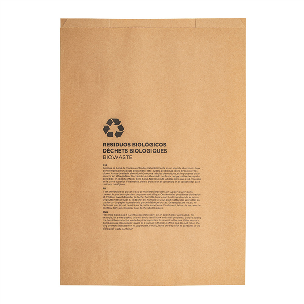 SACS COMPOSTABLES 8 L 70 G/M2 26+14x35 CM NATUREL KRAFT (500 UNITÉ) - Garcia de Pou