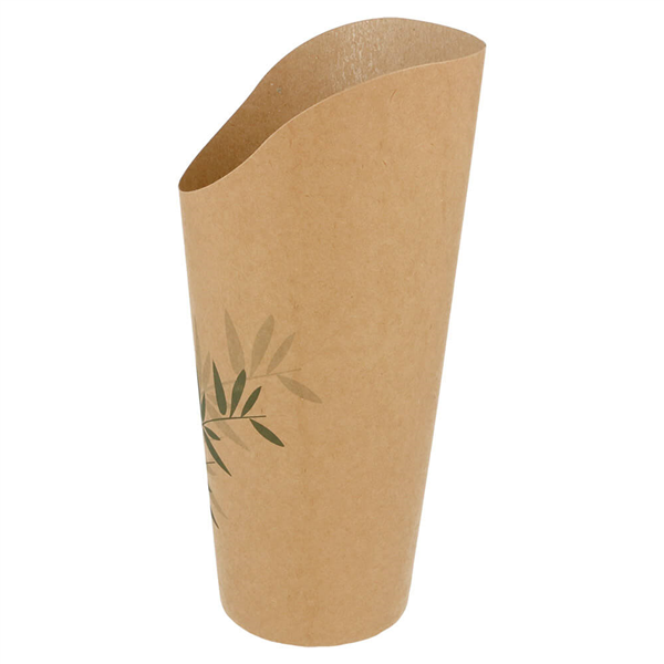 GOBELETS A FRITES OUVERTS "FEEL GREEN" 22 OZ - 660 ML 200 + 25PE G/M2 Ø8,5x18 CM MARRON CARTON (50 UNITÉ) - Garcia de Pou