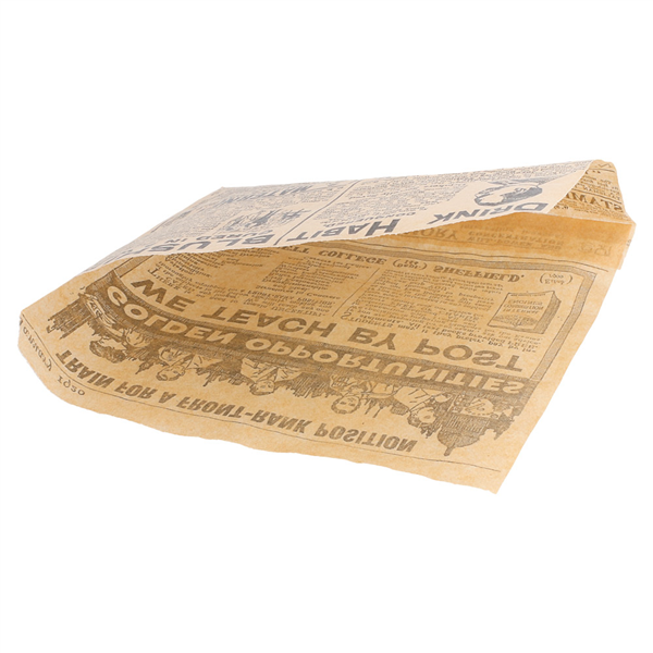 PAPIER INGRAISSABLES OUVERT 2 CÔTÉS FAST FOOD "TIMES" 32 G/M2 16x16,5 CM NATUREL PARCH.INGRAISSABLE (500 UNITÉ) - Garcia de Pou