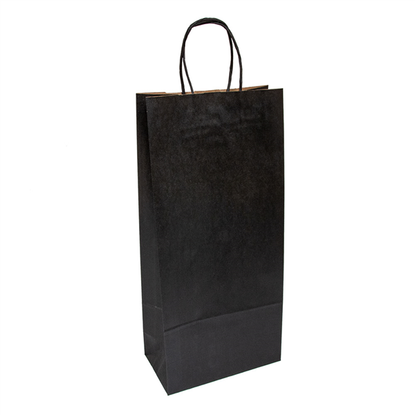 SACS SOS AVEC ANSES 2 BOTEILLES  100 G/M2 18+10x39 CM NOIR KRAFT (250 UNITÉ) - Garcia de Pou