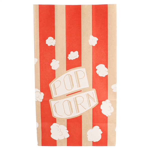 SACS SOS POP CORN "STRIPES" 2,5 L-85 OZ 80 G/M² 14+8x24 CM NATUREL PARCH.INGRAISSABLE (500 UNITÉ) - Garcia de Pou