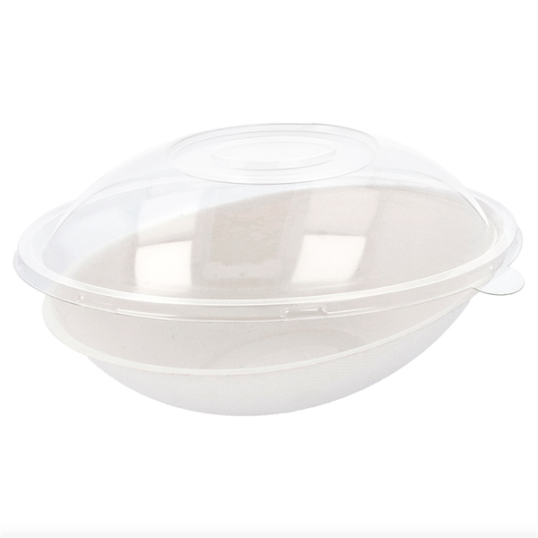 BOLS OVALES + COUVERCLES "BIONIC"  22x13,5x5,5+4,5 CM BLANC BAGASSE (100 UNITÉ) - Garcia de Pou