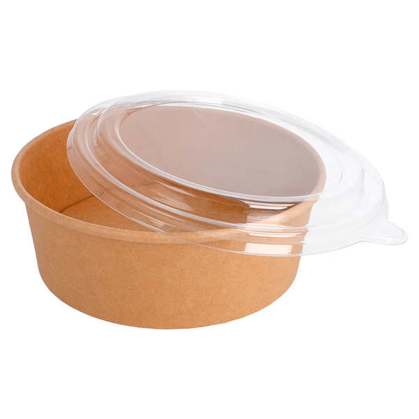 COMBO SALADIERS + COUVERCLES PET 1300 ML 320 + 18 PE G/M2 Ø 18,5/16x6,5 CM NATUREL KRAFT (200 UNITÉ) - Garcia de Pou