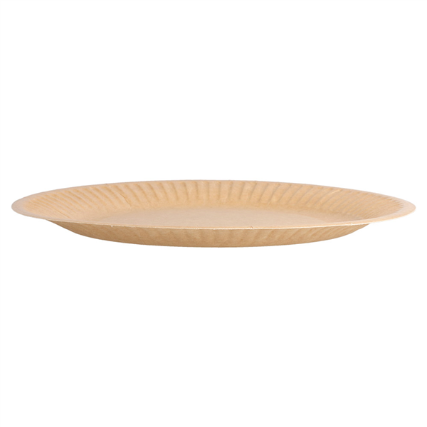 ASSIETTES RONDES EN RELIEF BIO-LAQUÉES  260 G/M2 Ø 18 CM NATUREL CARTON (400 UNITÉ)