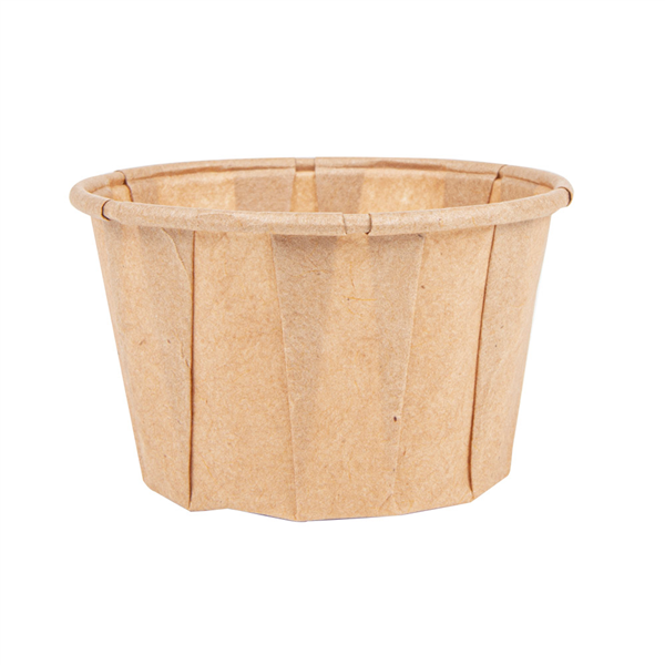 POTS TRAITEUR PLISSÉ 60 ML (2 oz) 80 G/M2 Ø5,5/3,9x3,5 CM NATUREL PARCH.INGRAISSABLE (250 UNITÉ) - Garcia de Pou