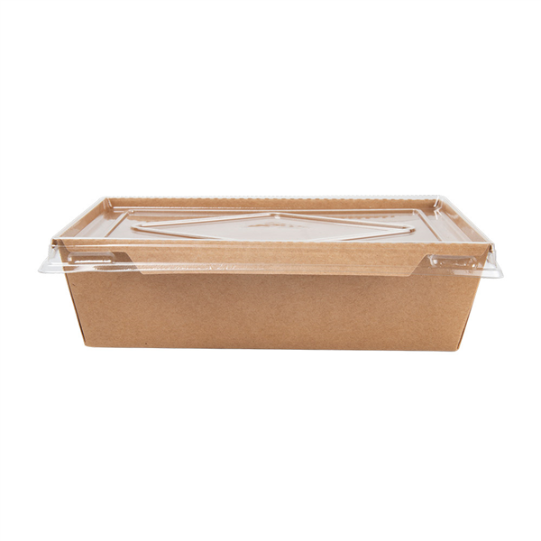 COMBO RÉCIPIENTS + COUVERCLES PET 900 ML 300 +20 PE G/M2 17,4x13,4x4,8 CM NATUREL KRAFT (200 UNITÉ) - Garcia de Pou