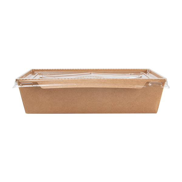 COMBO RÉCIPIENTS + COUVERCLES PET 1200 ML 300 +20 PE G/M2 19,8x13,8x5 CM NATUREL KRAFT (200 UNITÉ) - Garcia de Pou