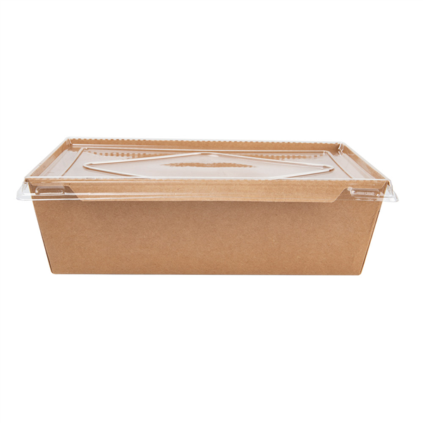 COMBO RÉCIPIENTS + COUVERCLES PET 2100 ML 300 +20 PE G/M2 22x16,4x6,5 CM NATUREL KRAFT (200 UNITÉ) - Garcia de Pou