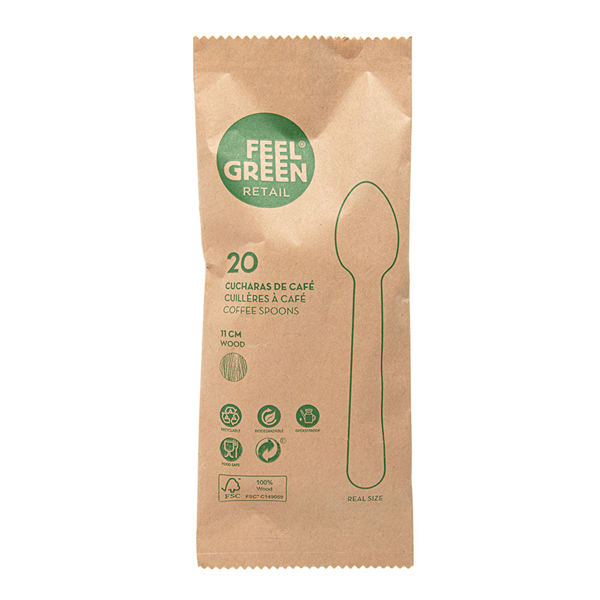 CUILLÈRES À CAFÉ   11 CM NATUREL BOIS (20 UNITÉ)