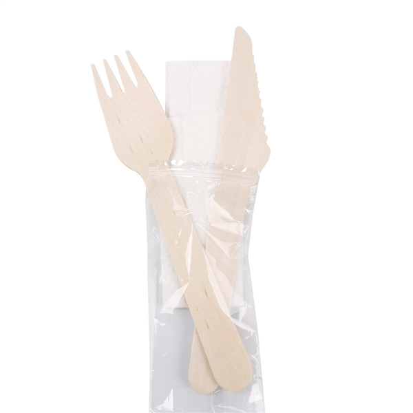 SET FOURCHETTE, COUTEAU, SERVIETTE "MAKAN"  16 CM NATUREL BOIS (100 UNITÉ) - Garcia de Pou