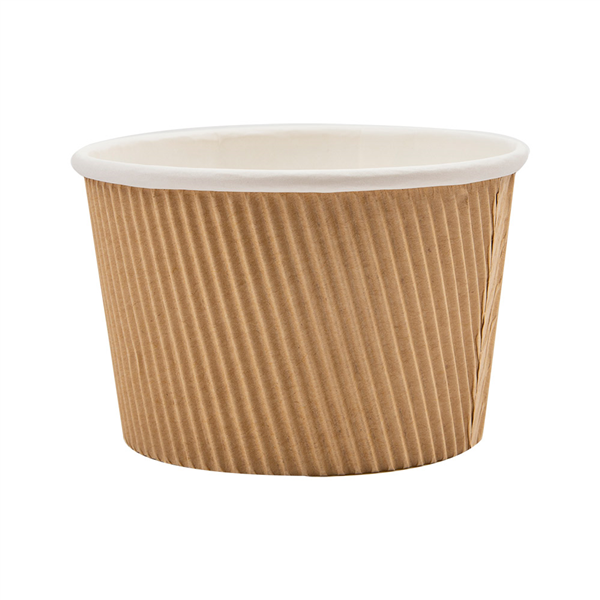 POTS DOUBLE PAROI, ONDULÉ 500 ML 280 + 250 + 18PE G/M2 Ø11,5/8,8x7,5 CM MARRON CARTON (500 UNITÉ) - Garcia de Pou