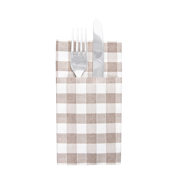 SERVIETTES KANGOUROU "LIKE LINEN - VICHY" 70 G/M2 40x40 CM TAUPE SPUNLACE (700 UNITÉ) - Garcia de Pou