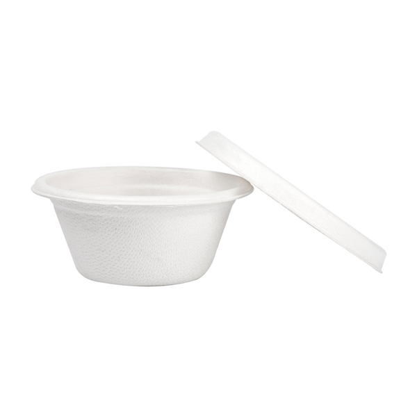 MINI POTS + COUVERCLES "BIONIC" 60 ML Ø 6,9x3+0,7 CM BLANC BAGASSE (1000 UNITÉ) - Garcia de Pou