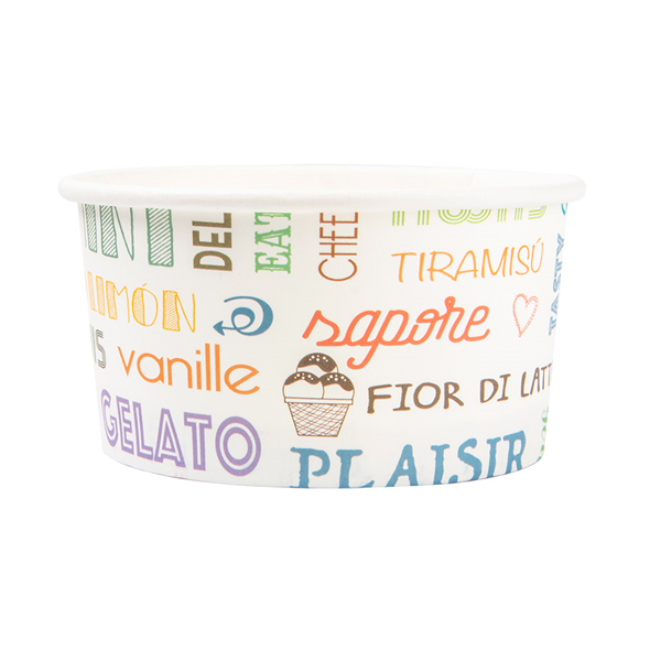 POTS À GLACES "PAROLE" 180 ML 250 + 18 PE G/M2 Ø 8,7x5,2 CM BLANC CARTON (2000 UNITÉ) - Garcia de Pou