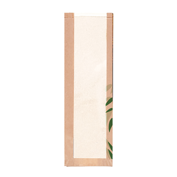 SACHETS PAIN ROND AVEC FENÊTRE ECO "FEEL GREEN" 32 G/M2 14+4x48 CM NATUREL KRAFT (250 UNITÉ) - Garcia de Pou