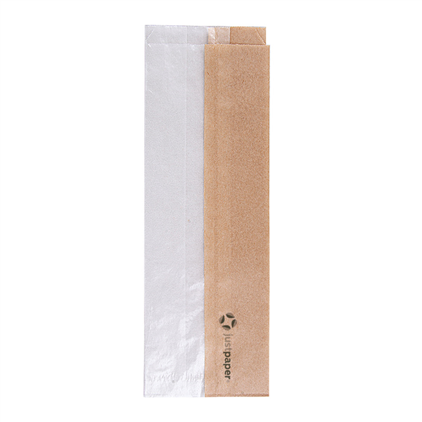 SACHETS POUR SANDWICHES AVEC FENÊTRE ECO "CORNER WINDOW" 40 G/M2 9+5,5x26 CM NATUREL KRAFT (250 UNITÉ) - Garcia de Pou