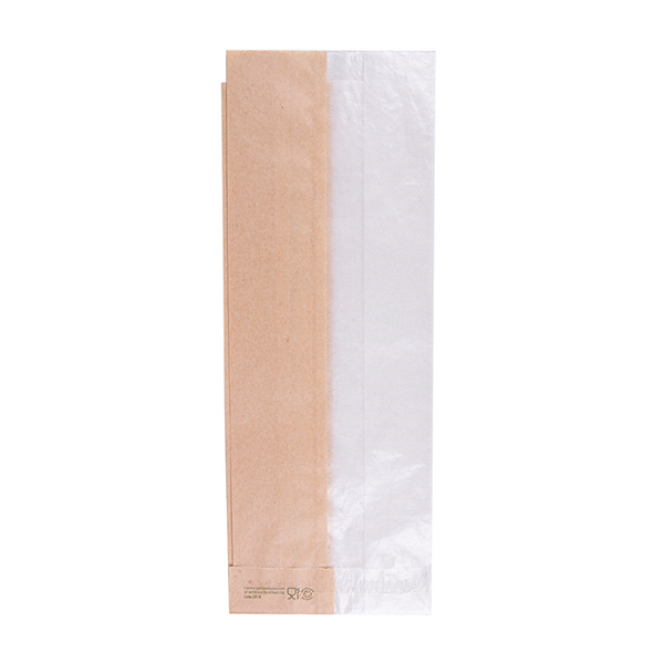 SACHETS POUR SANDWICHES AVEC FENÊTRE ECO "CORNER WINDOW" 40 G/M2 9+5,5x26 CM NATUREL KRAFT (250 UNITÉ) - Garcia de Pou