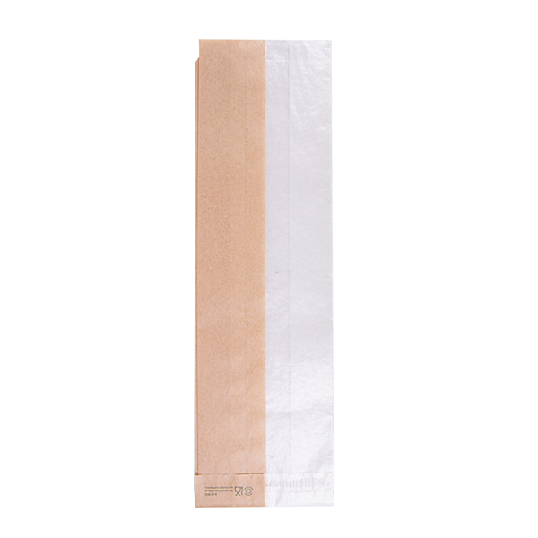 SACHETS POUR SANDWICHES AVEC FENÊTRE ECO "CORNER WINDOW" 40 G/M2 9+5,5x30 CM NATUREL KRAFT (250 UNITÉ) - Garcia de Pou