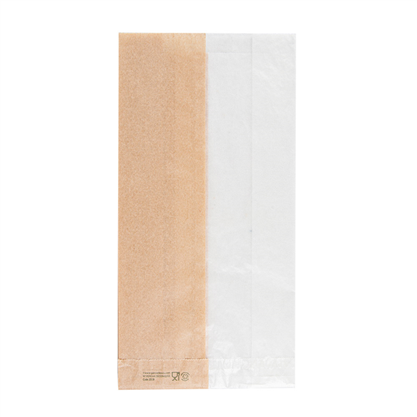 SACHETS POUR SANDWICHES AVEC FENÊTRE ECO "CORNER WINDOW" 40 G/M2 12+6x23 CM NATUREL KRAFT (250 UNITÉ) - Garcia de Pou