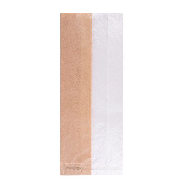 SACHETS POUR SANDWICHES AVEC FENÊTRE ECO "CORNER WINDOW" 40 G/M2 12+6x30 CM NATUREL KRAFT (250 UNITÉ) - Garcia de Pou