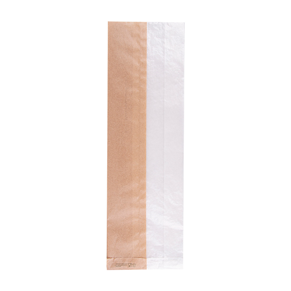 SACHETS POUR SANDWICHES AVEC FENÊTRE ECO "CORNER WINDOW" 40 G/M2 12+6x38 CM NATUREL KRAFT (250 UNITÉ) - Garcia de Pou