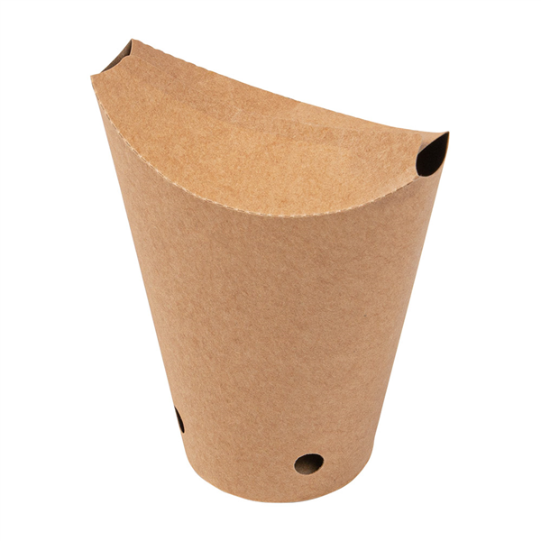 GOBELETS À FRITES AVEC FERMETURE 12 OZ - 360 ML 200 + 25PE G/M2 6,7x12,5 CM MARRON CARTON (2500 UNITÉ) - Garcia de Pou