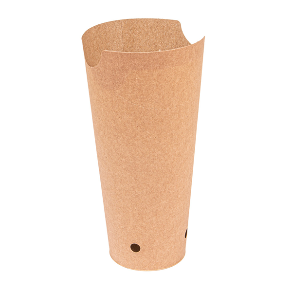 GOBELETS À FRITES AVEC FERMETURE 22 OZ - 660 ML 200 + 25PE G/M2 8,5x18 CM MARRON CARTON (1000 UNITÉ) - Garcia de Pou