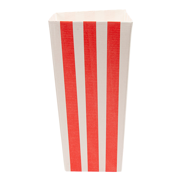 RECIPIENTS POP-CORNS "THEPACK STRIPES" 1 L 6,5x8,7x17,4 CM BLANC CARTON ONDULÉ NANO-MICRO (600 UNITÉ)