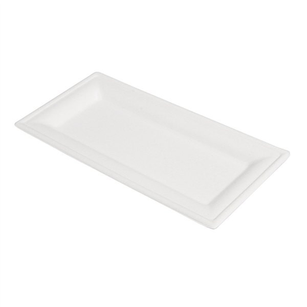 ASSIETTES RECTANGULAIRES "BIONIC"  26x13 CM BLANC BAGASSE (500 UNITÉ) - Garcia de Pou