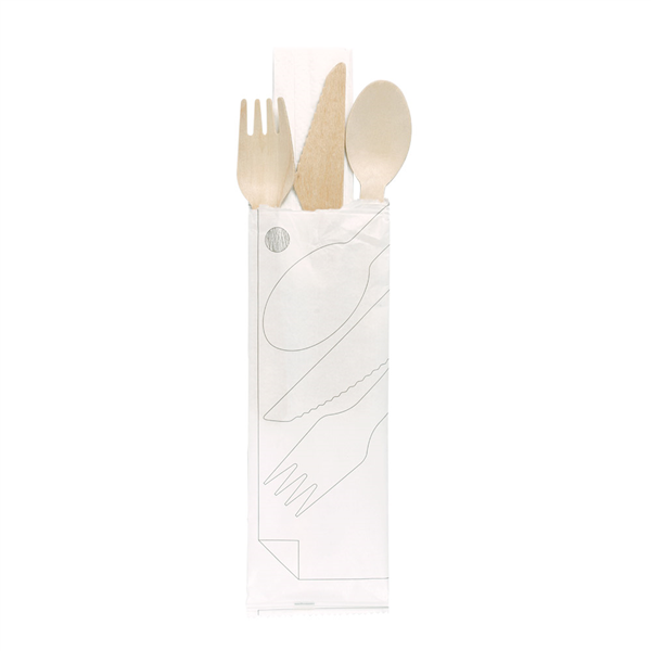 SET COUVERTS, SERVIETTE SOUS SACHETS "MAKAN"  16 CM NATUREL BOIS (100 UNITÉ) - Garcia de Pou