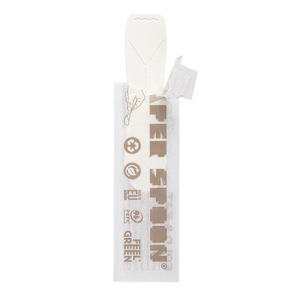 PETITES CUILLÈRES POUR GLACES EN SACHET "PAPER SPOON" 590 G/M2 9,4 CM BLANC CARTON (400 UNITÉ) - Garcia de Pou