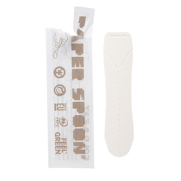 PETITES CUILLÈRES POUR GLACES EN SACHET "PAPER SPOON" 590 G/M2 9,4 CM BLANC CARTON (400 UNITÉ) - Garcia de Pou