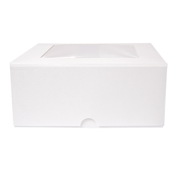 BOÎTES PATISSERIES AVEC FENÊTRE "THEPACK" 250 G/M2 + OPP 18x18x7,5 CM BLANC CARTON ONDULÉ NANO-MICRO (200 UNITÉ) - Garcia de Pou