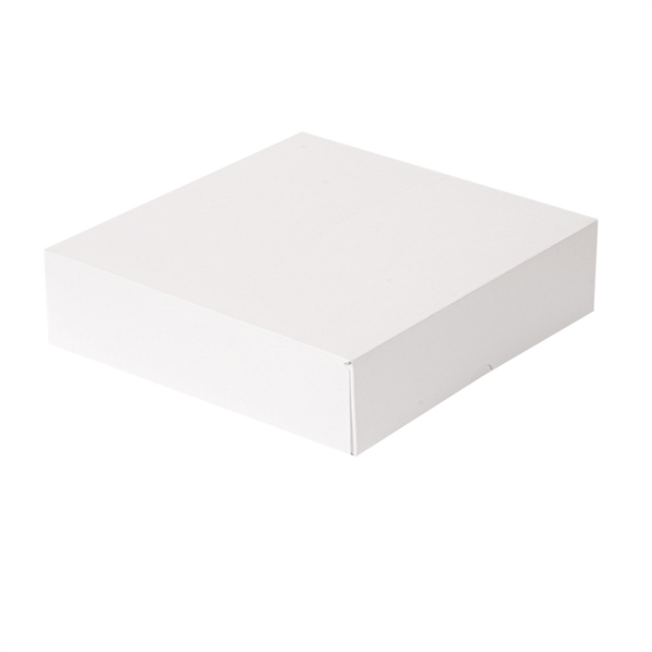 BOÎTES PATISSERIES SANS FENÊTRE "THEPACK" 250 G/M2 23x23x7,5 CM BLANC CARTON ONDULÉ NANO-MICRO (200 UNITÉ) - Garcia de Pou