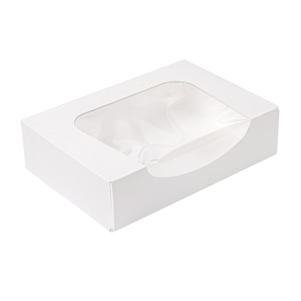 RÉCIPIENTS SUSHI+FÊNETRE "THEPACK" 230 G/M2 + OPP 17,5x12x4,5 CM BLANC CARTON ONDULÉ NANO-MICRO (400 UNITÉ) - Garcia de Pou