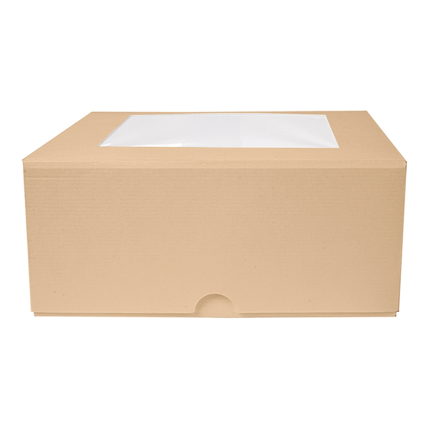 BOÎTES PATISSERIES AVEC FENÊTRE "THEPACK" 240 G/M2 + OPP 18x18x7,5 CM NATUREL CARTON ONDULÉ NANO-MICRO (200 UNITÉ) - Garcia de Pou