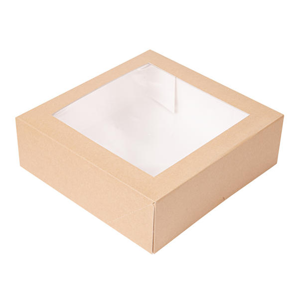 BOÎTES PÂTISSERIES AVEC FENÊTRE "THEPACK" 240 G/M2 + OPP 23x23x7,5 CM NATUREL CARTON ONDULÉ NANO-MICRO (200 UNITÉ) - Garcia de Pou