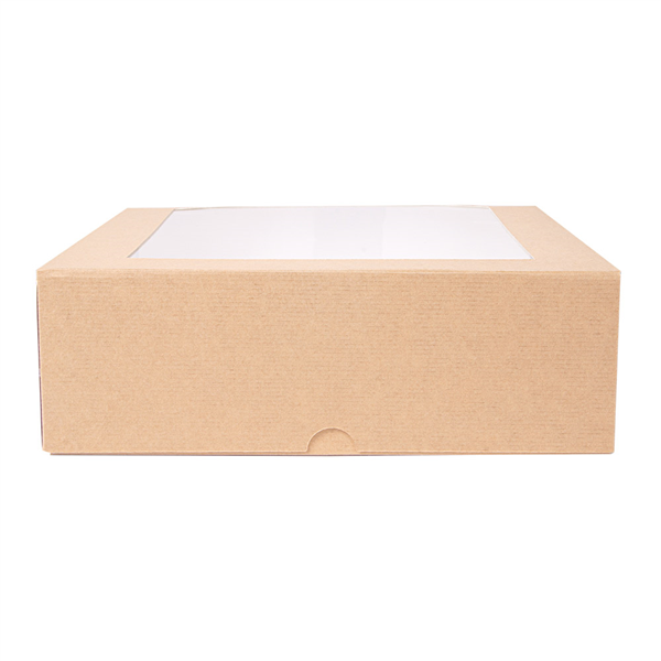 BOÎTES PÂTISSERIES AVEC FENÊTRE "THEPACK" 240 G/M2 + OPP 23x23x7,5 CM NATUREL CARTON ONDULÉ NANO-MICRO (200 UNITÉ) - Garcia de Pou