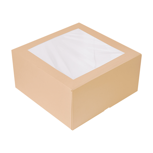 BOÎTES PÂTISSERIES AVEC FENÊTRE "THEPACK" 240 G/M2 + OPP 24x24x12 CM NATUREL CARTON ONDULÉ NANO-MICRO (100 UNITÉ) - Garcia de Pou