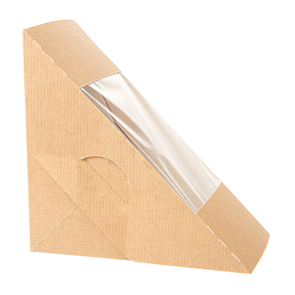 BOÎTES SANDWICH AVEC FENÊTRE - DOBLE "THEPACK" 220 G/M2 + OPP 12,4x12,4x7,5 CM NATUREL CARTON ONDULÉ NANO-MICRO (500 UNITÉ) - Garcia de Pou