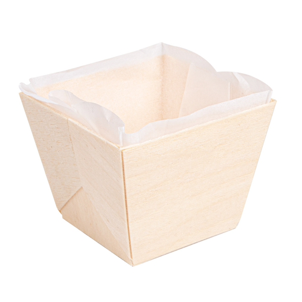 BARQUETTES BOIS + MOULES SILICONÉS 180 ml 7x7x5,5 CM NATUREL BOIS (300 UNITÉ) - Garcia de Pou