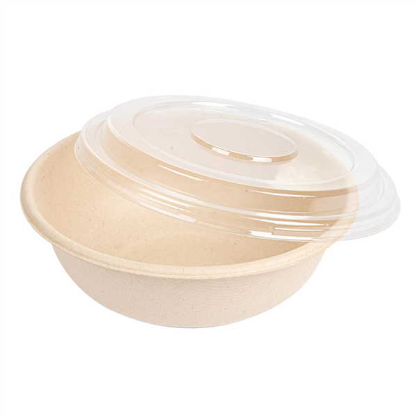 COMBO SALADIERS+COUVERCLES "BIONIC" 750 ML Ø 17,5x7,8 CM NATUREL BAGASSE (200 UNITÉ) - Garcia de Pou