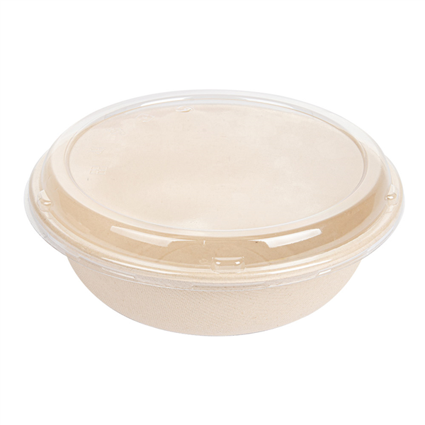 COMBO SALADIERS+COUVERCLES "BIONIC" 950 ML Ø 19x7,8 CM NATUREL BAGASSE (200 UNITÉ) - Garcia de Pou