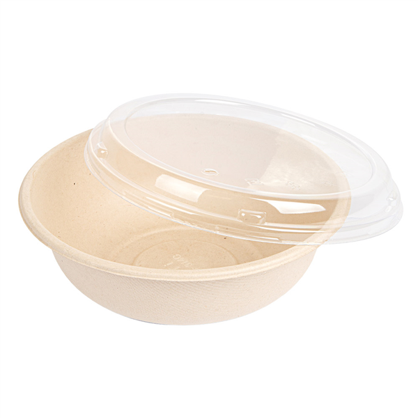 COMBO SALADIERS+COUVERCLES "BIONIC" 950 ML Ø 19x7,8 CM NATUREL BAGASSE (200 UNITÉ) - Garcia de Pou